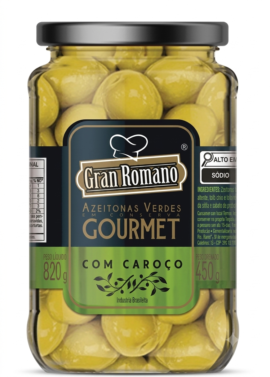 AZEITONA VERDE GRAN ROMANO 450G GOURMET C/CAROCO VD (12)