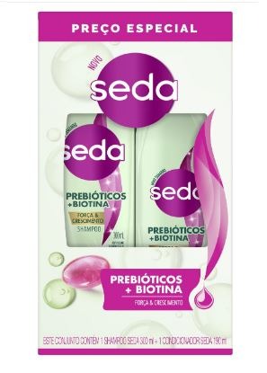 SHAMPOO SEDA KIT 325ML+CONDICIONADOR 190ML PREBIOTICOS + BIOT (15)