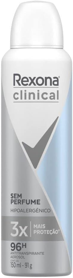 DESODORANTE REXONA AEROSSOL 150ML/90G CLINICAL FEMININO SEM PERFUME (12)