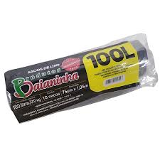 SACO LIXO PRETO BAIANINHA 75X105 ECONOMICO CAPACIDADE 100LT ROLO C/20 (20)