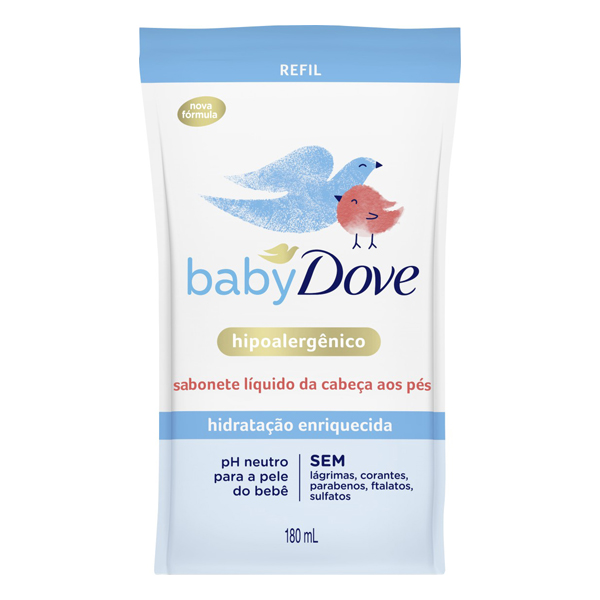 SABONETE DOVE LIQUIDO BABY 180ML REFIL HIDRATACAO ENRIQUECIDA (12)