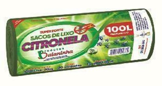 SACO LIXO VERDE CITRONELA BAIANINHA 75X105 CAPACIDADE 100LT ROLO COM 20 (20)