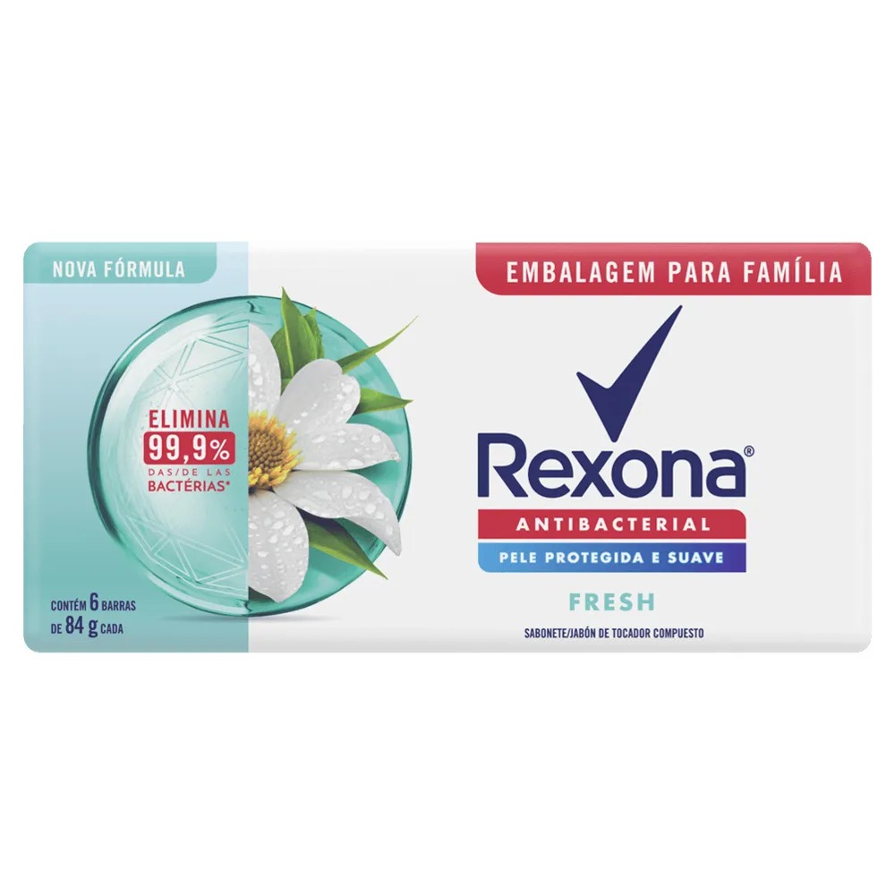 SABONETE REXONA 84G ANTIBACTERIANO FRESHAMPOO PACK 6UN (18)