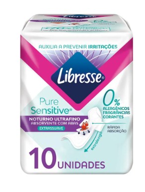 ABS LIBRESSE EXTRA SUAVE ULTRAFINO NOTURNO C/ABAS SENSITIVE LONGO 10UN L+P- (12)