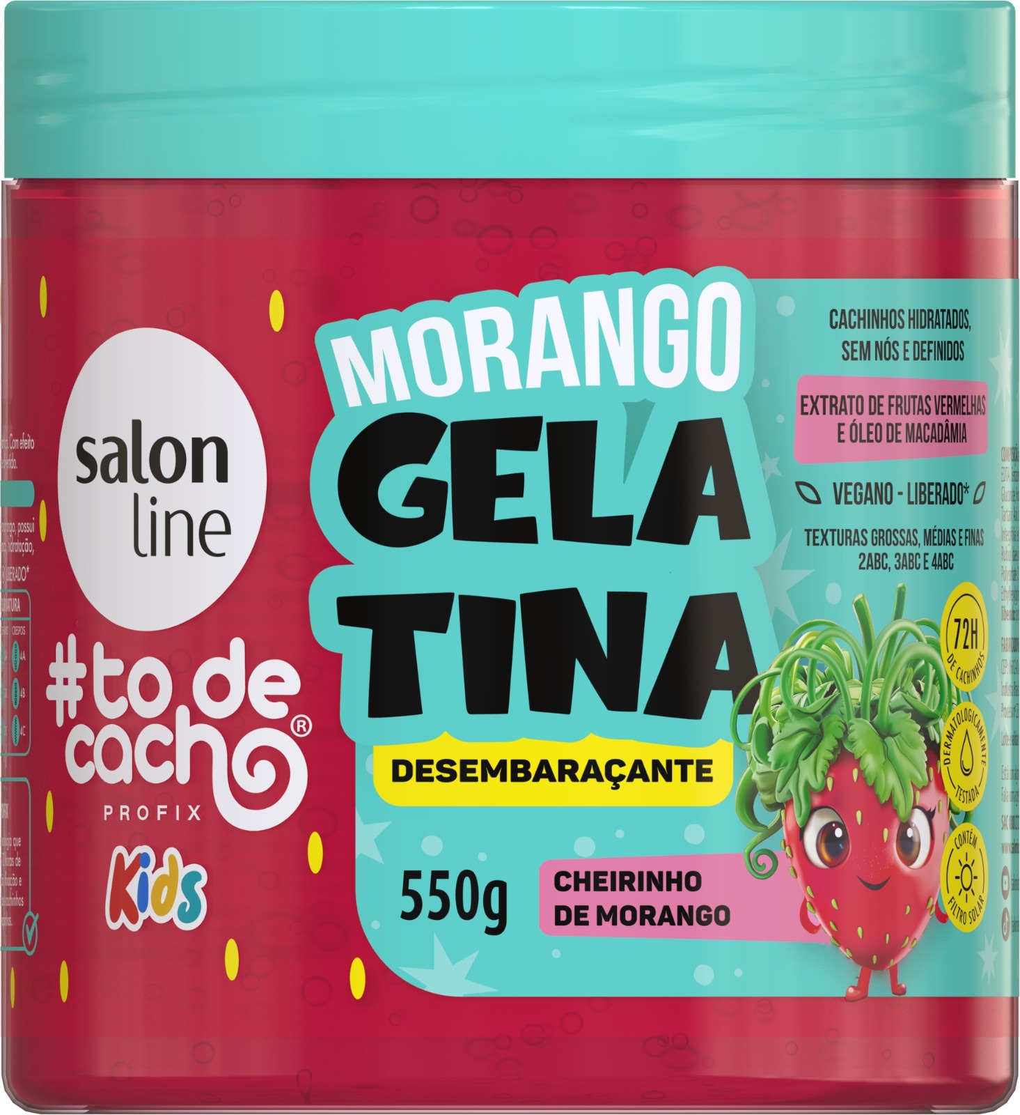 GELATINA SALON LINE 550G TODECACHO KIDS MORANGO (6)