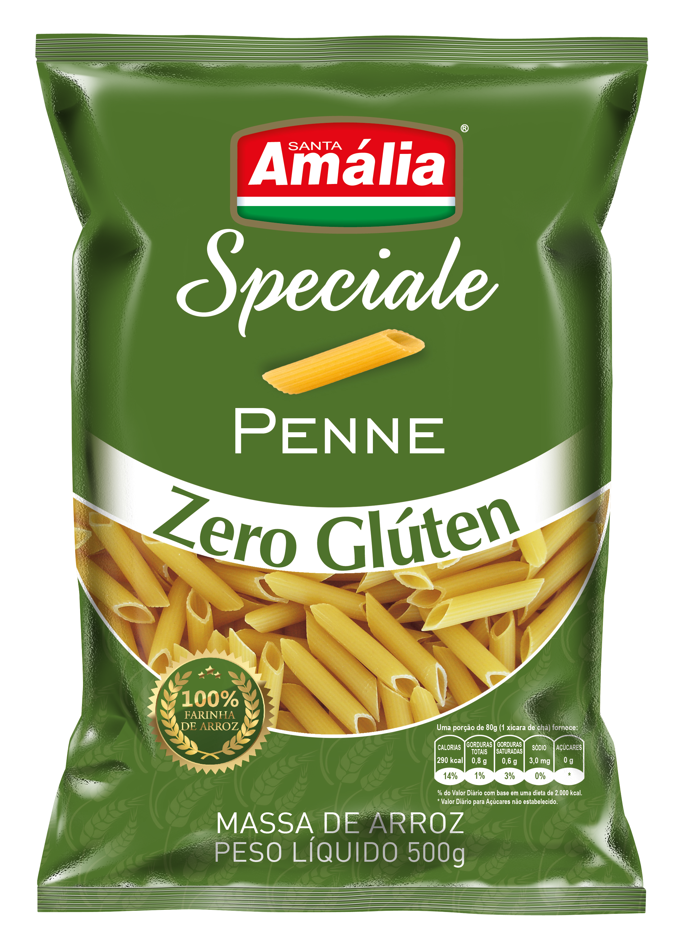 MACARRÃO PENNE ZERO GLUTEN STA AMÁLIA 500GX24